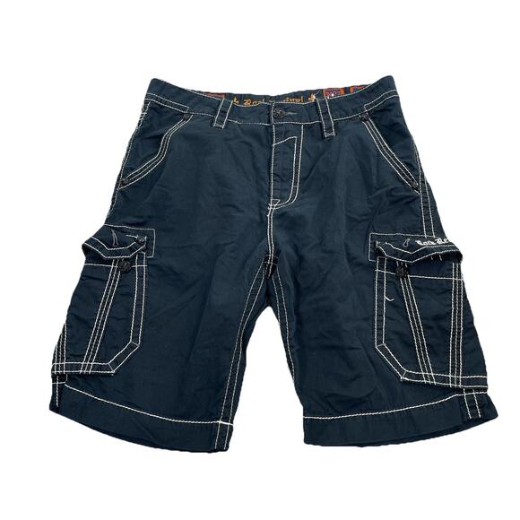 Rock Revival Classic Cargo Shorts Men Sz 34 Black Flap Pockets 12" Inseam 65-12 - Picture 2 of 8